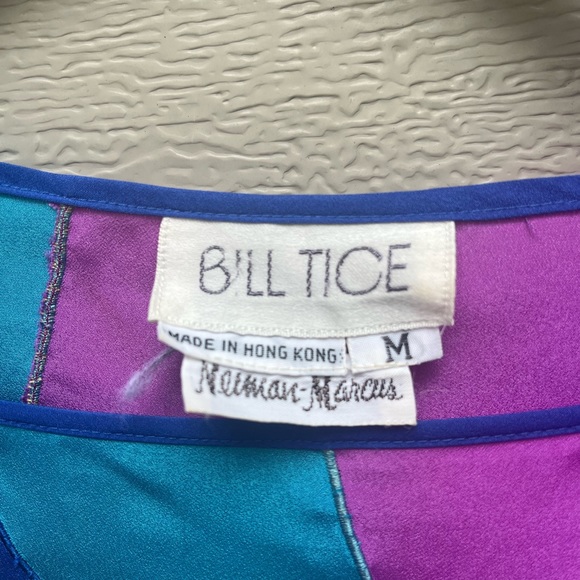 EUC Vintage Bill Tice Neiman Marcus Purple Poly Caftan Muumuu Mimi - Picture 8 of 8